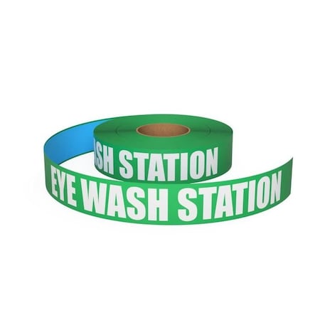 Ergomat Durastripe In-Line Printing 2in x 50ft Green Background with White Text - EYE WASH STATION DSIL250-G-EYEWASHSTATION